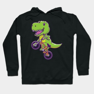 Cute Dinosaur Riding Bicycle Cartoon Hoodie